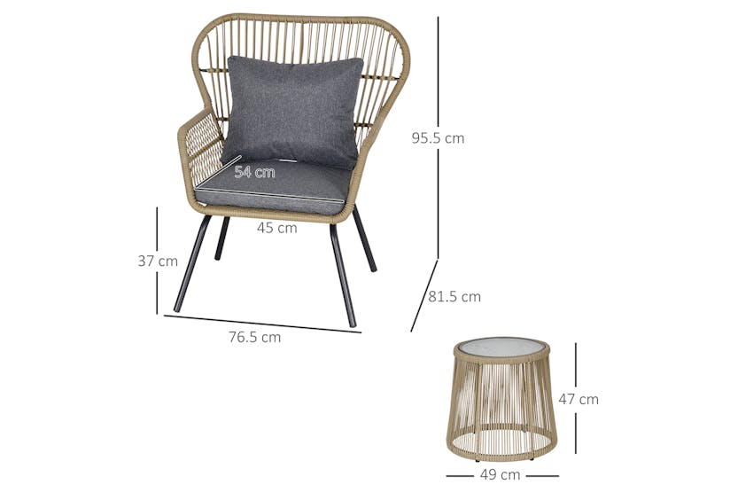 Outsunny Outdoor Patio Set 2 Chairs 1 Coffee Table | Coffee | 3 Pieces Outsunny Outdoor Patio Set 2 Chairs 1 Coffee Table | Coffee | 3 Pieces