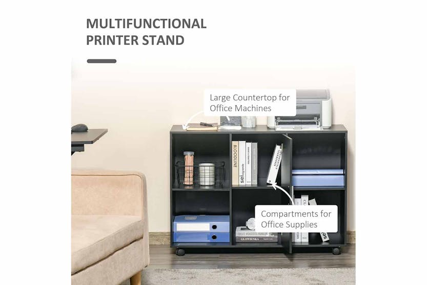 Vinsetto Mobile Filing Cabinet Printer Stand with E1 Particle Board | Black Vinsetto Mobile Filing Cabinet Printer Stand with E1 Particle Board | Black