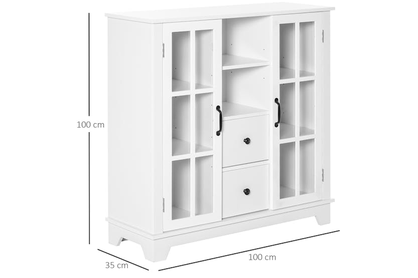 Homcom 2 Glass Doors Kitchen Cabinet | Storage | White Homcom 2 Glass Doors Kitchen Cabinet | Storage | White