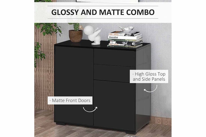 Homcom Push-Open Doors Sideboard | 2 Drawers | Black Homcom Push-Open Doors Sideboard | 2 Drawers | Black