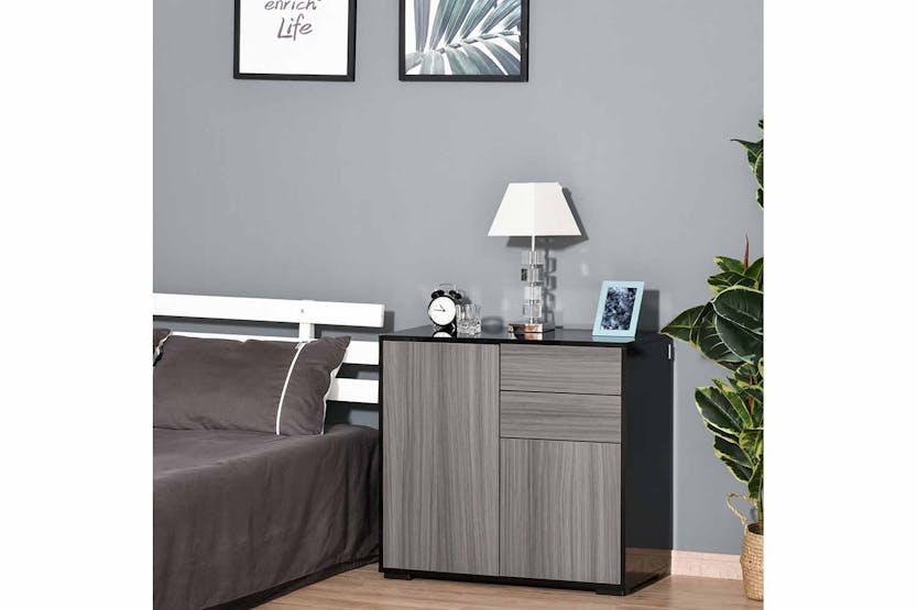 Homcom 2 Doors Sideboard | 2 Drawers | Grey Homcom 2 Doors Sideboard | 2 Drawers | Grey