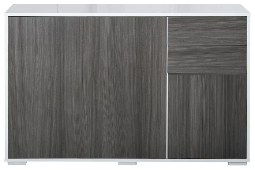 Homcom Push-Open Doors Cabinet | 2 Drawers | White/Grey Homcom Push-Open Doors Cabinet | 2 Drawers | White/Grey