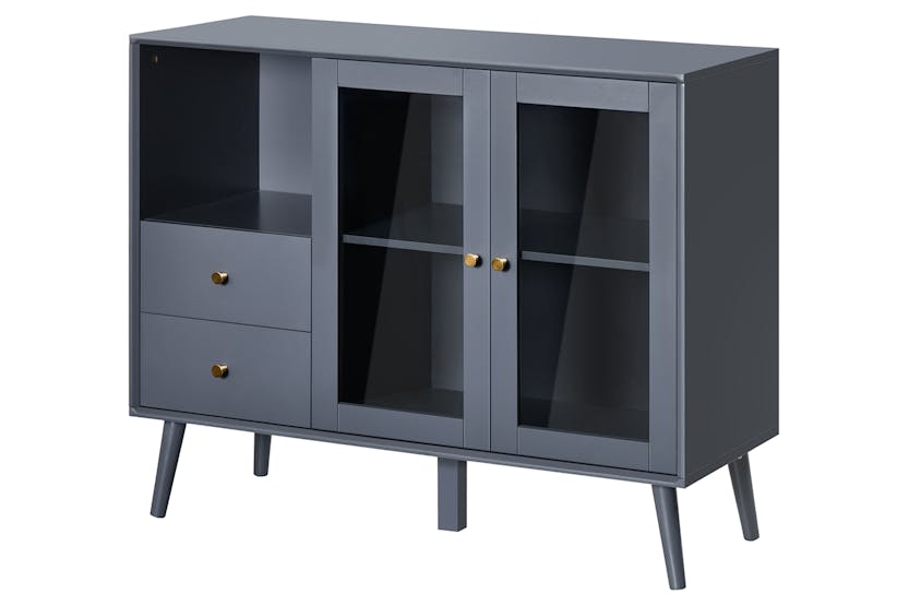 Homcom 2 Glass Doors Sideboard | Storage | Grey Homcom 2 Glass Doors Sideboard | Storage | Grey