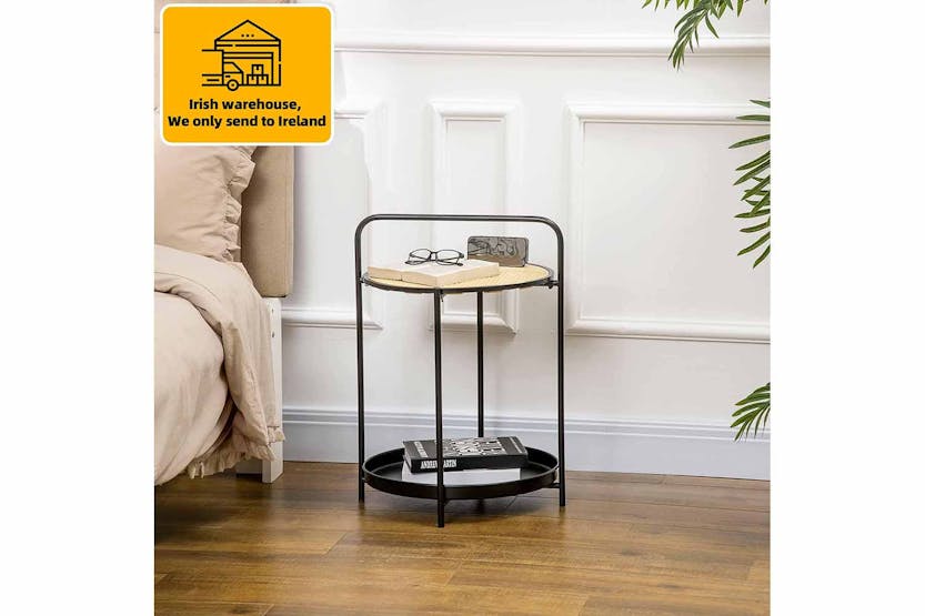 Homcom Round End Table with Detachable Tray | Black Homcom Round End Table with Detachable Tray | Black