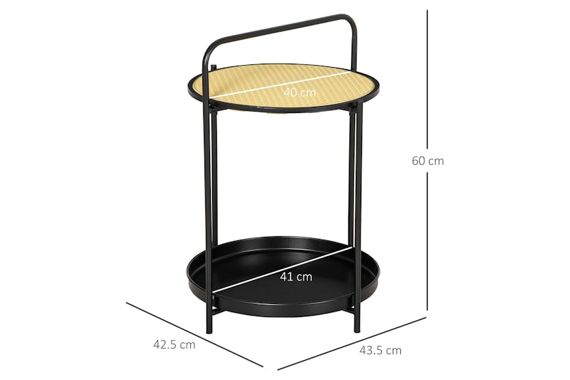 Homcom Round End Table with Detachable Tray | Black Homcom Round End Table with Detachable Tray | Black