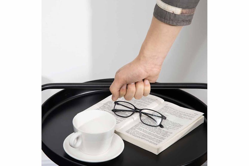 Homcom Round End Table with Detachable Tray | Black Homcom Round End Table with Detachable Tray | Black