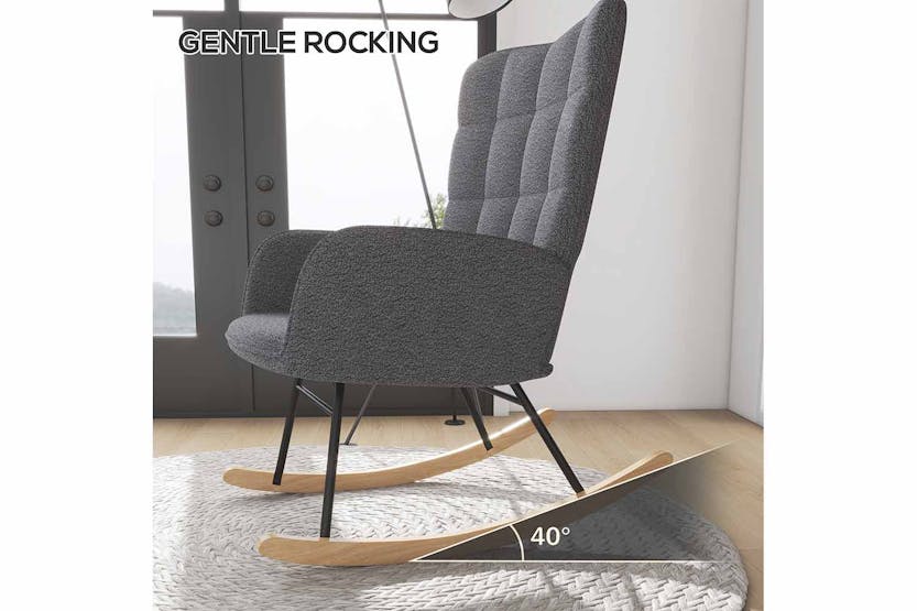Homcom Boucle Rocking Chair | Dark Grey Homcom Boucle Rocking Chair | Dark Grey
