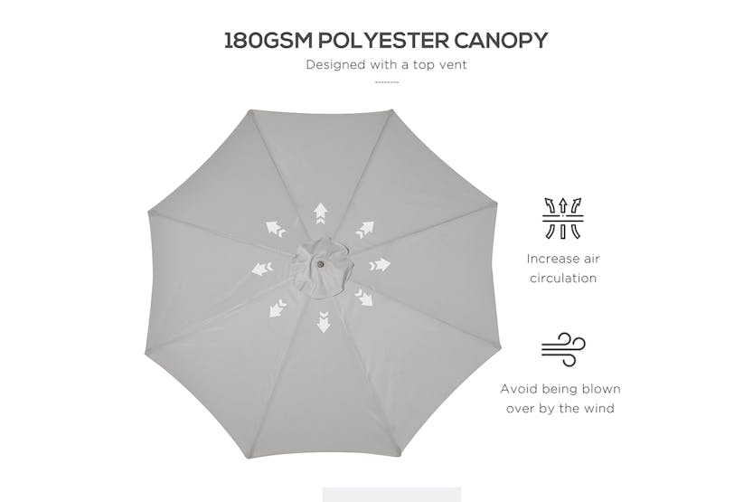 Outsunny 3m Parasol Umbrella | Grey/Teak Outsunny 3m Parasol Umbrella | Grey/Teak