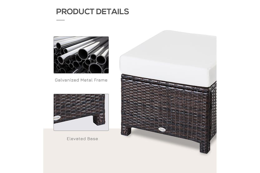 Outsunny Footstool with Soft Cushion | Rattan | Brown Outsunny Footstool with Soft Cushion | Rattan | Brown