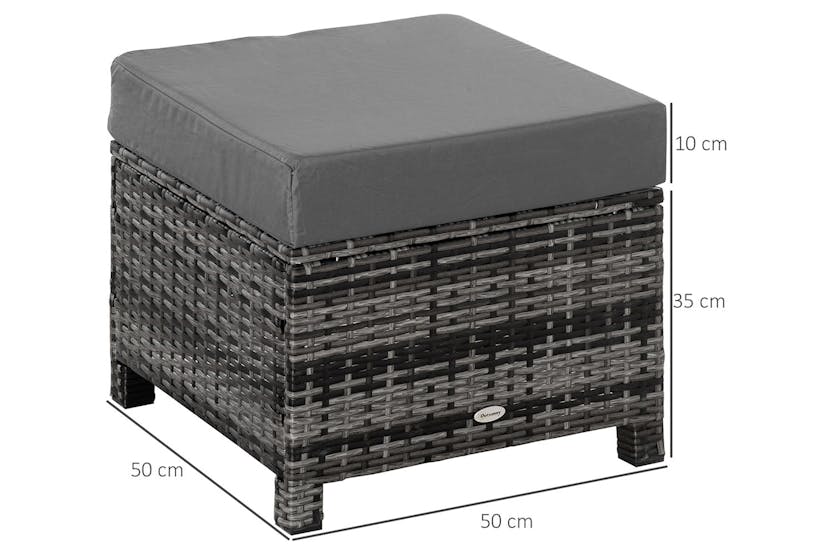 Outsunny Rattan Footstool with Soft Cushion | Grey Outsunny Rattan Footstool with Soft Cushion | Grey