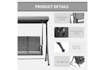 Outsunny 3 Person Steel Outdoor Swing Chair | Charcoal Grey/Black Outsunny 3 Person Steel Outdoor Swing Chair | Charcoal Grey/Black