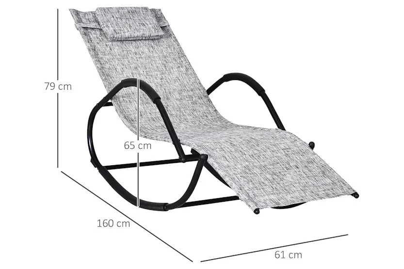 Outsunny Zero Gravity Rocking Chair with Pillow | Black/Grey Outsunny Zero Gravity Rocking Chair with Pillow | Black/Grey