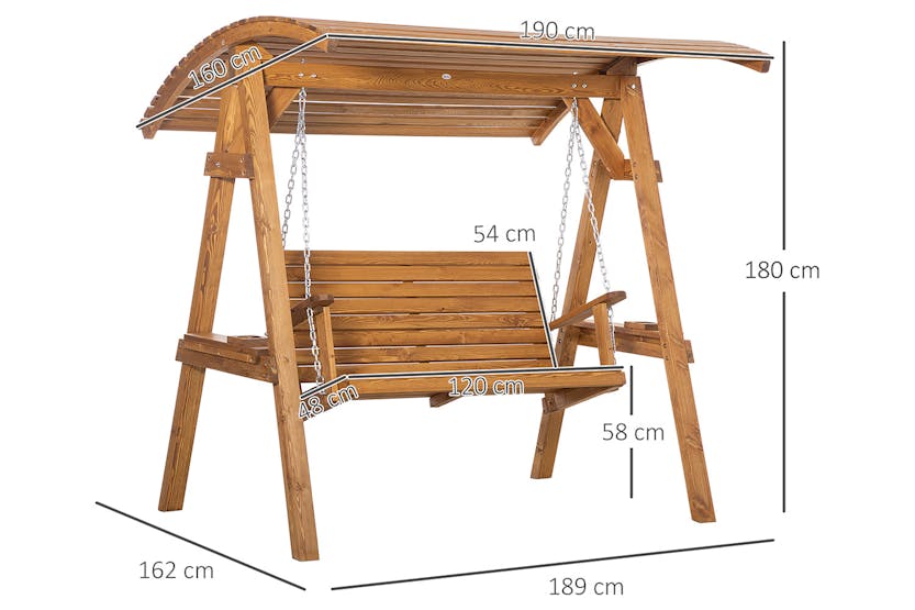 Outsunny 2 Seater Garden Swing Seat Swing Chair | Brown Outsunny 2 Seater Garden Swing Seat Swing Chair | Brown