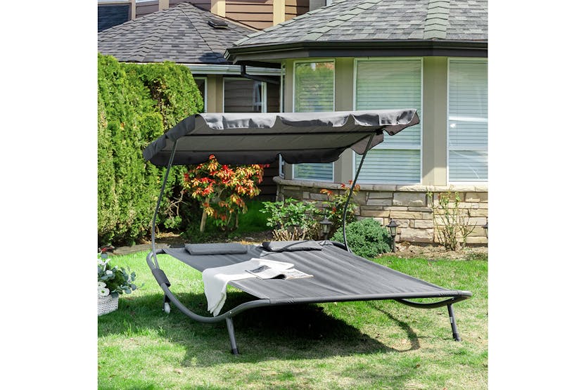 Outsunny Double Hammock Sun Lounger | Grey Outsunny Double Hammock Sun Lounger | Grey