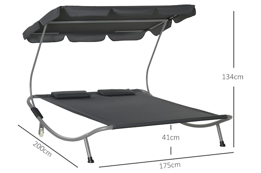 Outsunny Double Hammock Sun Lounger | Grey Outsunny Double Hammock Sun Lounger | Grey