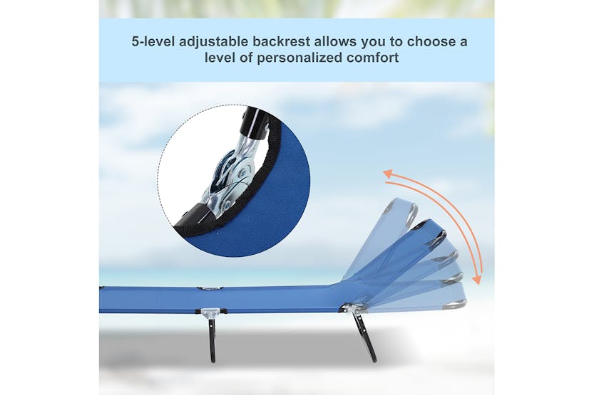 Outsunny Portable Folding Sun Lounger | Blue Outsunny Portable Folding Sun Lounger | Blue