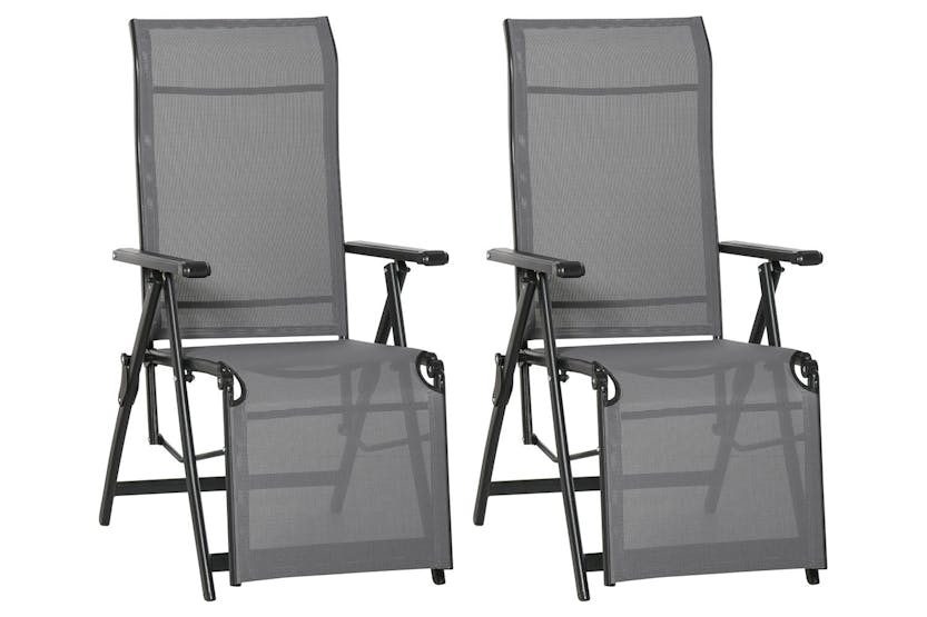 Outsunny Sun Lounge Chair | Black/Grey | Set of 2 Outsunny Sun Lounge Chair | Black/Grey | Set of 2