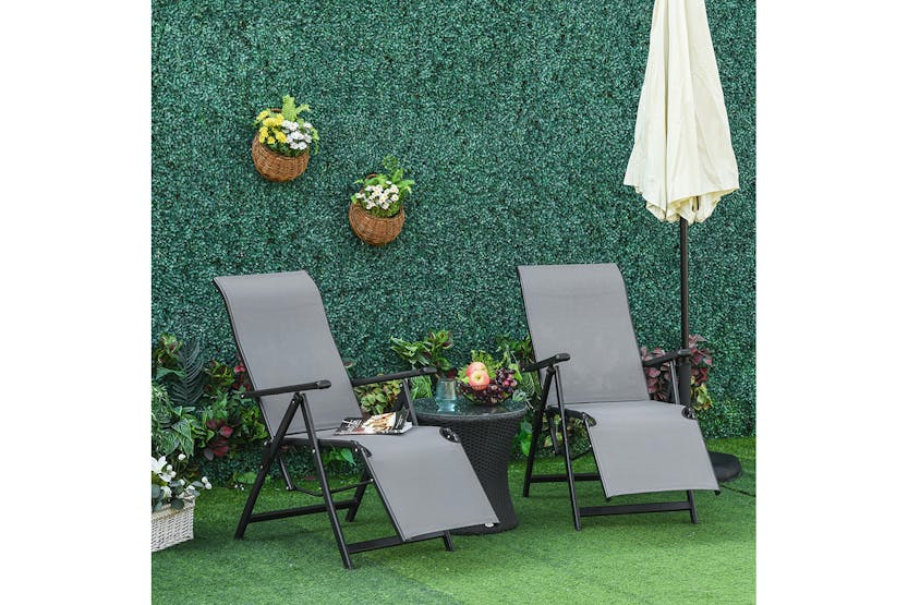 Outsunny Sun Lounge Chair | Black/Grey | Set of 2 Outsunny Sun Lounge Chair | Black/Grey | Set of 2