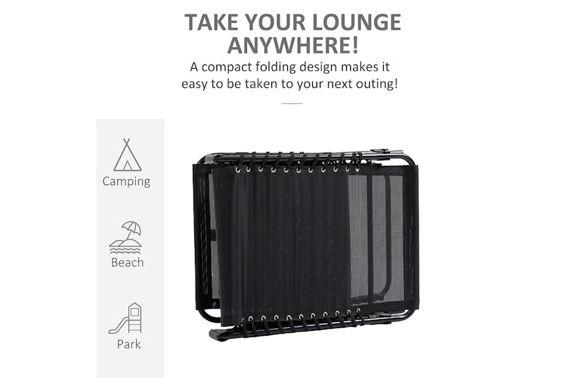 Outsunny Folding Outdoor Reclining Sun Lounger Chair | Black Outsunny Folding Outdoor Reclining Sun Lounger Chair | Black