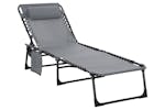 Outsunny Portable Sun Lounger Folding Camping Bed | Grey Outsunny Portable Sun Lounger Folding Camping Bed | Grey