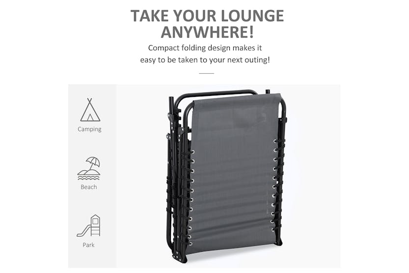 Outsunny Portable Sun Lounger Folding Camping Bed | Grey Outsunny Portable Sun Lounger Folding Camping Bed | Grey
