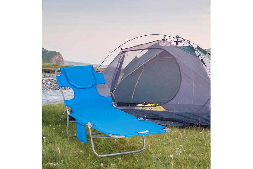 Outsunny Foldable Sun Lounger with Reading Hole | Blue Outsunny Foldable Sun Lounger with Reading Hole | Blue