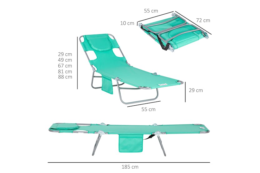 Outsunny Foldable Sun Lounger with Reading Hole | Green Outsunny Foldable Sun Lounger with Reading Hole | Green