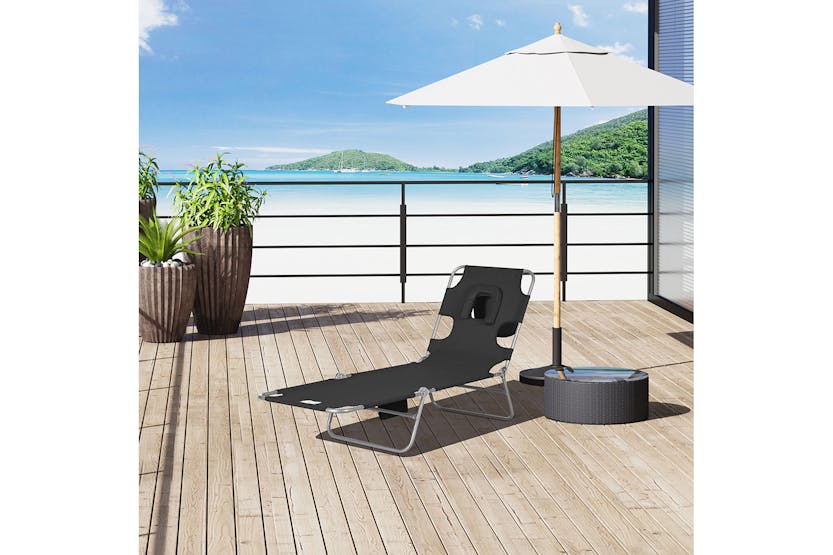 Outsunny Foldable Sun Lounger | Black Outsunny Foldable Sun Lounger | Black