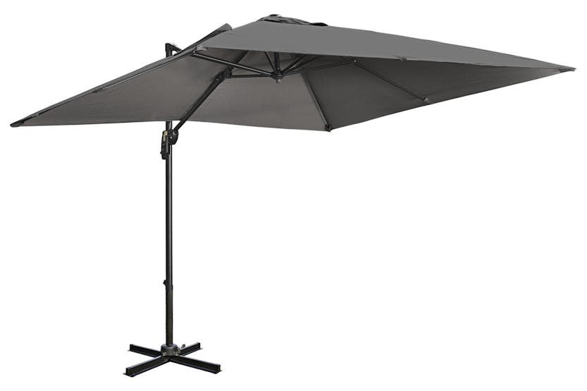 Outsunny Square Overhanging Umbrella with Cross Base | Dark Grey Outsunny Square Overhanging Umbrella with Cross Base | Dark Grey