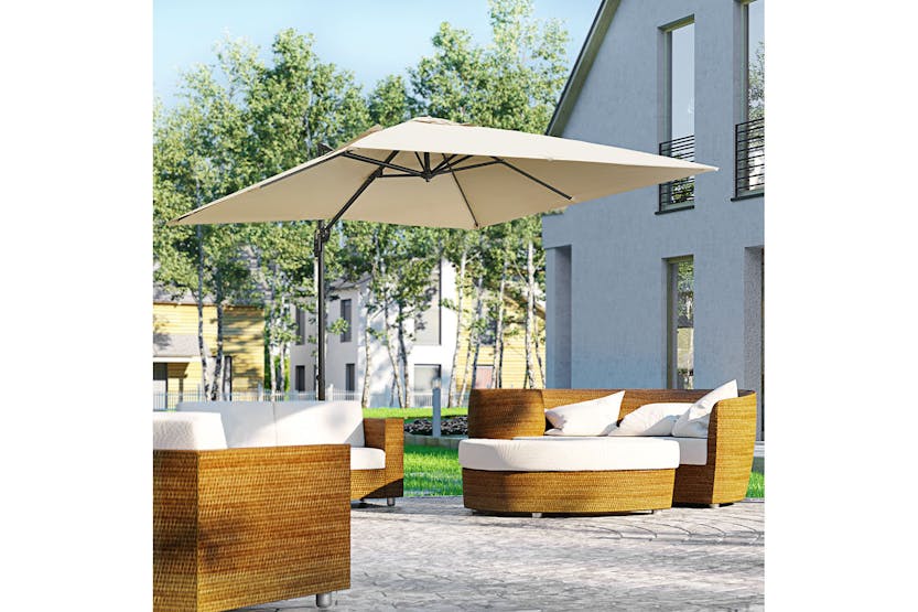 Outsunny Overhanging Cantilever Umbrella | Cream White Outsunny Overhanging Cantilever Umbrella | Cream White