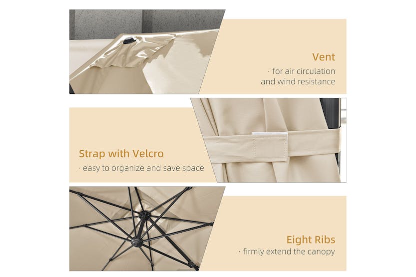 Outsunny Overhanging Cantilever Umbrella | Cream White Outsunny Overhanging Cantilever Umbrella | Cream White