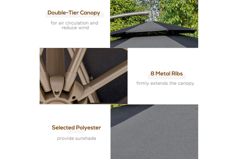 Outsunny 2.7m Banana Parasol Cantilever Umbrella | Black Outsunny 2.7m Banana Parasol Cantilever Umbrella | Black