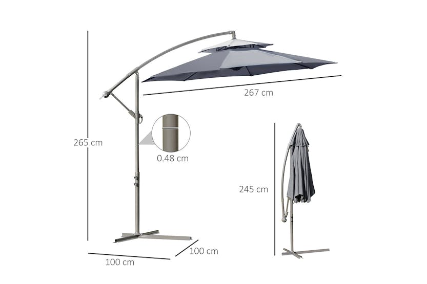 Outsunny 2.7m Garden Banana Parasol Cantilever Umbrella | Dark Grey Outsunny 2.7m Garden Banana Parasol Cantilever Umbrella | Dark Grey