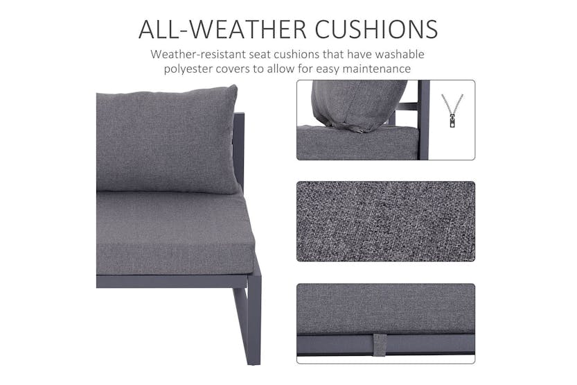 Outsunny Sectional Sofa Set with Cushions & Coffee Table | Grey | 6 Piece Outsunny Sectional Sofa Set with Cushions & Coffee Table | Grey | 6 Piece