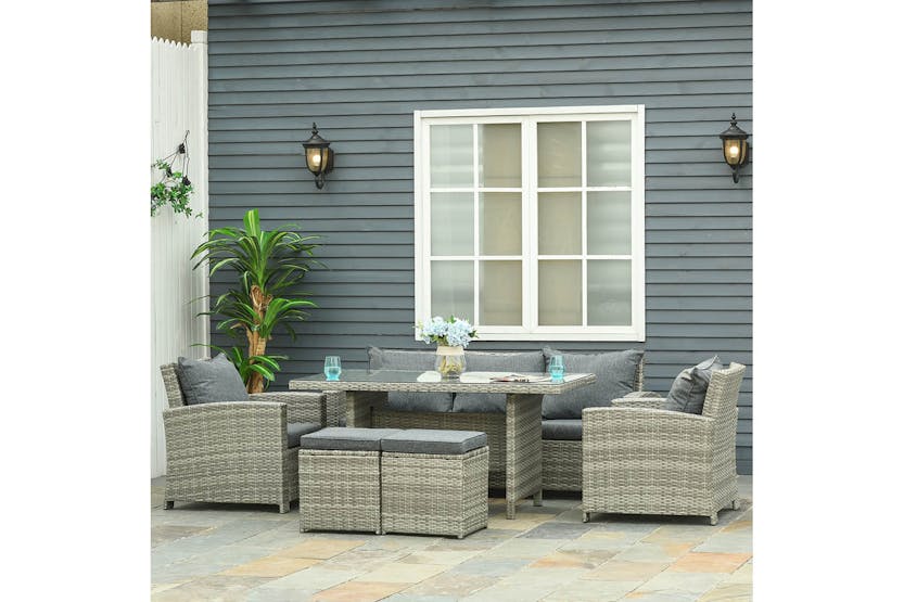 Outsunny Rattan Sofa Set | Grey | Set of 6 Outsunny Rattan Sofa Set | Grey | Set of 6