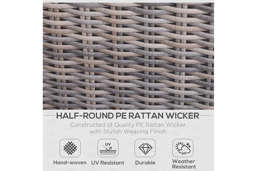 Outsunny Rattan Garden Sofa Set with Glass Top Table | 5 Pieces | Grey Outsunny Rattan Garden Sofa Set with Glass Top Table | 5 Pieces | Grey