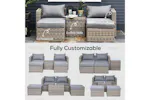Outsunny Rattan Garden Sofa Set with Glass Top Table | 5 Pieces | Grey Outsunny Rattan Garden Sofa Set with Glass Top Table | 5 Pieces | Grey