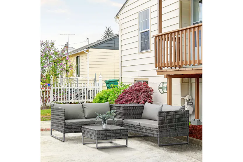 Outsunny Garden Rattan Sofa and Furniture Set | Mixed Grey Outsunny Garden Rattan Sofa and Furniture Set | Mixed Grey