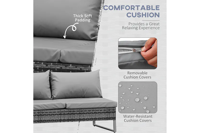 Outsunny Garden Rattan Sofa and Furniture Set | Mixed Grey Outsunny Garden Rattan Sofa and Furniture Set | Mixed Grey