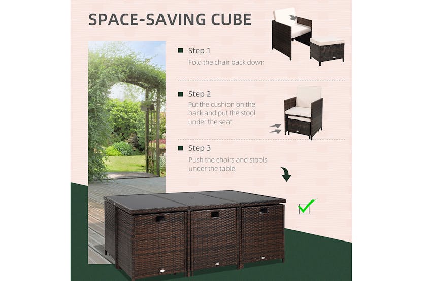 Outsunny 11 Seater Rattan Dining Set with Parasol Hole | Brown Outsunny 11 Seater Rattan Dining Set with Parasol Hole | Brown