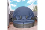 Outsunny 6 Seater Rattan Sun Bed Furniture Set | Grey/Blue | 5 Pieces Outsunny 6 Seater Rattan Sun Bed Furniture Set | Grey/Blue | 5 Pieces