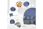 Outsunny 6 Seater Rattan Sun Bed Furniture Set | Grey/Blue | 5 Pieces Outsunny 6 Seater Rattan Sun Bed Furniture Set | Grey/Blue | 5 Pieces