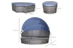 Outsunny 6 Seater Rattan Sun Bed Furniture Set | Grey/Blue | 5 Pieces Outsunny 6 Seater Rattan Sun Bed Furniture Set | Grey/Blue | 5 Pieces