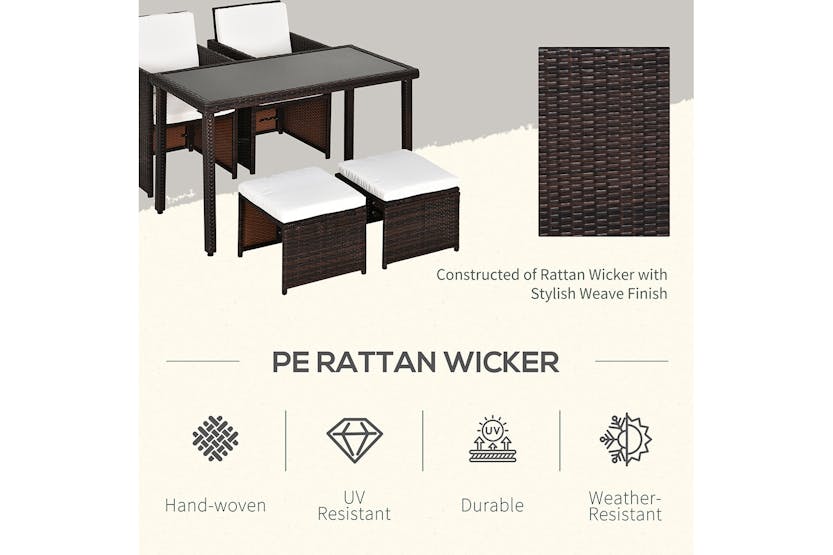 Outsunny Rattan Garden Dining Set | Brown Outsunny Rattan Garden Dining Set | Brown