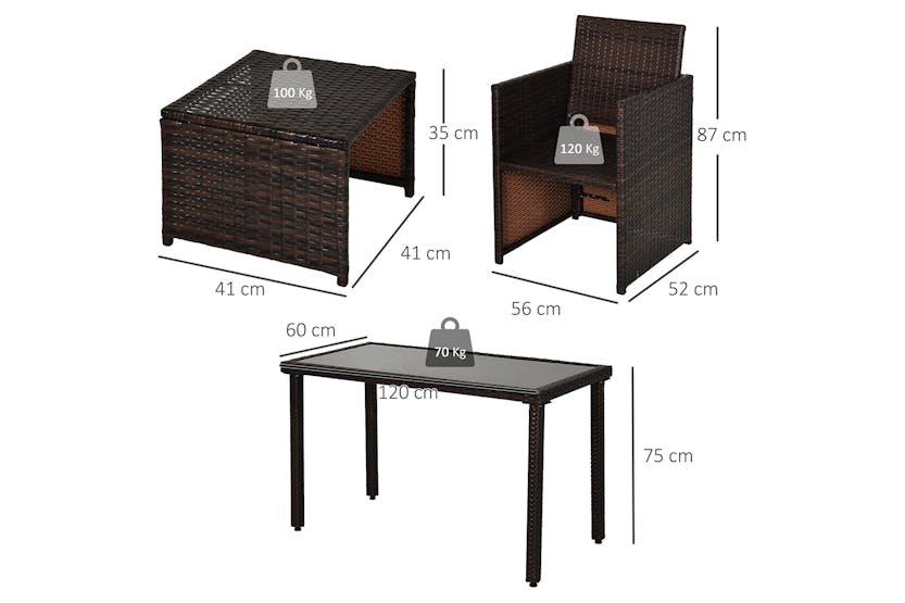 Outsunny Rattan Garden Dining Set | Brown Outsunny Rattan Garden Dining Set | Brown