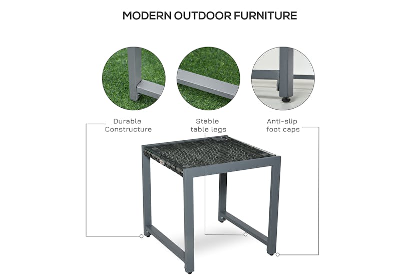 Outsunny Rattan End Table Outdoor Coffee Table | Grey Outsunny Rattan End Table Outdoor Coffee Table | Grey