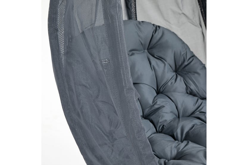 Outsunny Hanging Egg Chair with Cushion | Black/Grey Outsunny Hanging Egg Chair with Cushion | Black/Grey