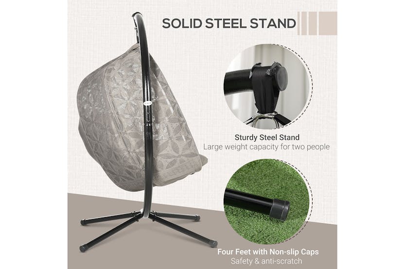 Outsunny Outdoor Double Hanging Chair | Sand Brown/Black Outsunny Outdoor Double Hanging Chair | Sand Brown/Black