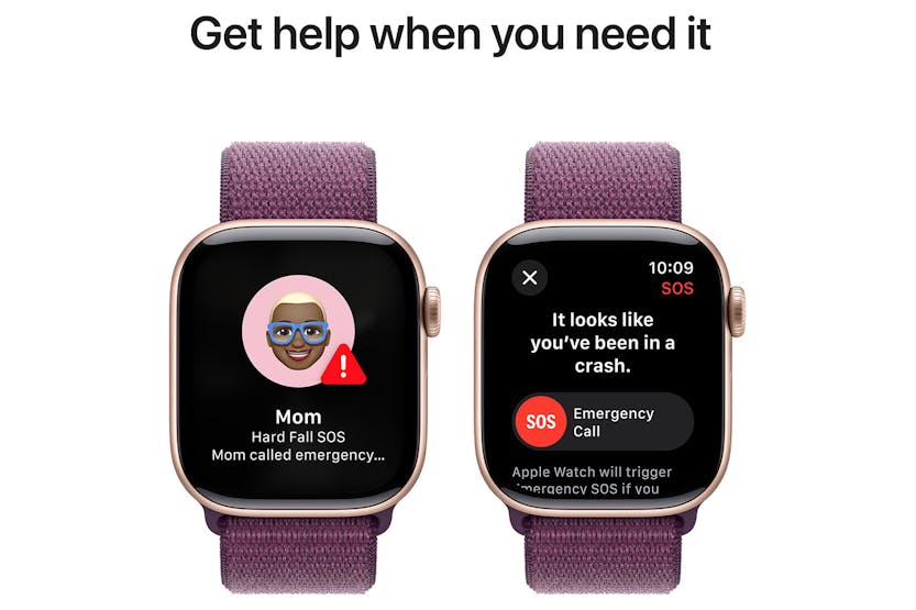 Apple Watch Series 10 GPS + Cellular | 42mm | Rose Gold Aluminium Case with Plum Sport Loop Apple Watch Series 10 GPS + Cellular | 42mm | Rose Gold Aluminium Case with Plum Sport Loop