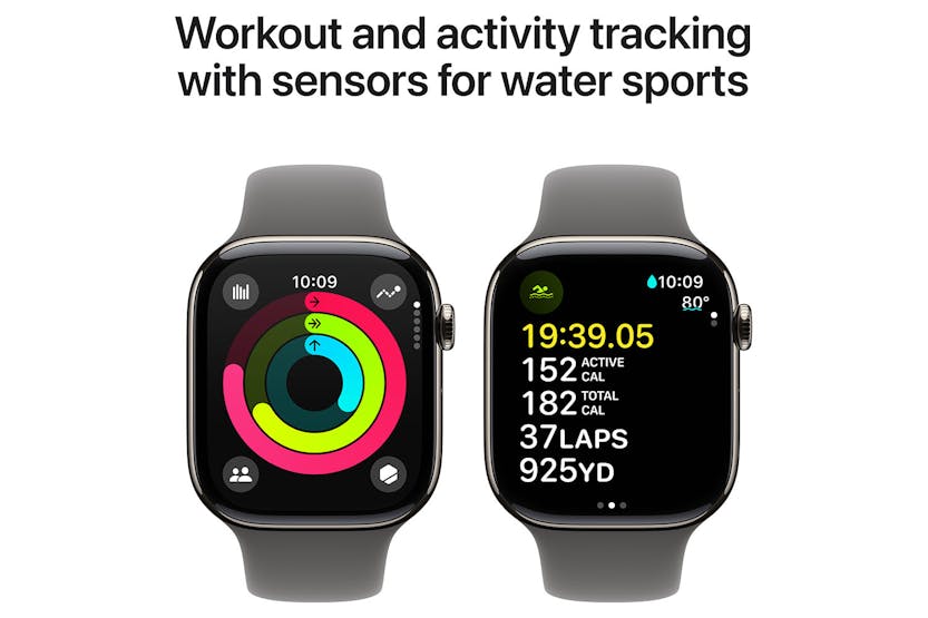 Apple Watch Series 10 GPS + Cellular | 46mm | Natural Titanium Case with Stone Grey Sport Band S/M Apple Watch Series 10 GPS + Cellular | 46mm | Natural Titanium Case with Stone Grey Sport Band S/M